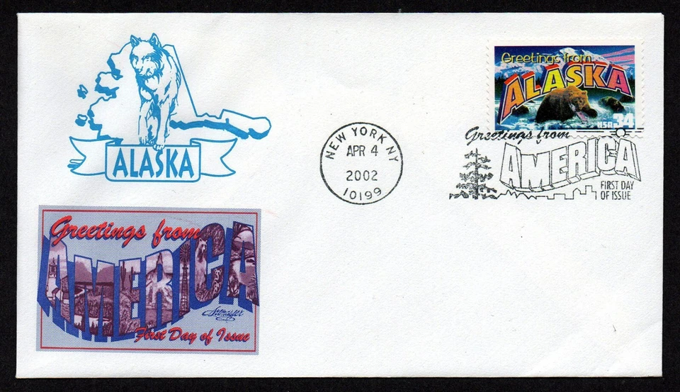 USA, SCOTT # 3562, ARTMASTER FDC COVER - ALASKA, GREETINGS FROM AMERICA 2002 - Image 1 of 1
