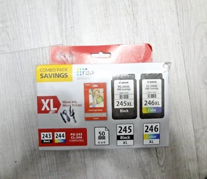 Original Canon PG-245XL Schwarz & CL-246XL Farbe, 50 Stück 4x6 Fotopapier Kombipackung - Bild 1 von 4