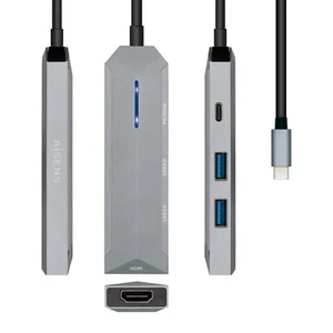 AISENS USB-C Dock 4 EN 1, USB-C A 1XHDMI, 2XUSB, 1XPD, GRIS, 15 CM - Photo 1/4