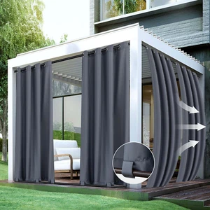 Patio Curtains Outdoor Waterproof-4 Panels 54X84 Inch-Windproof Weatherproof Pri - Picture 1 of 9