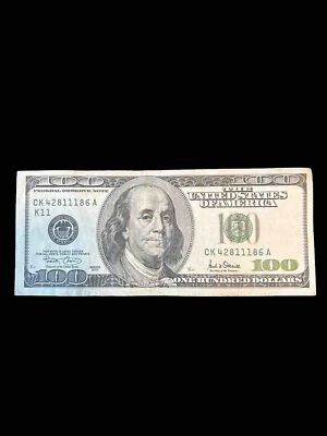 Circulated $100 Bill – 2001 Series – Franklin – U.S. Currency Collectible Note - Image 1 of 2