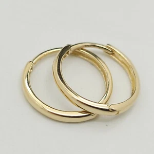 Neu EHC 14k 585 Gelbgold kleine 15' mm Creolen Huggie Ohrringe  - Bild 1 von 10