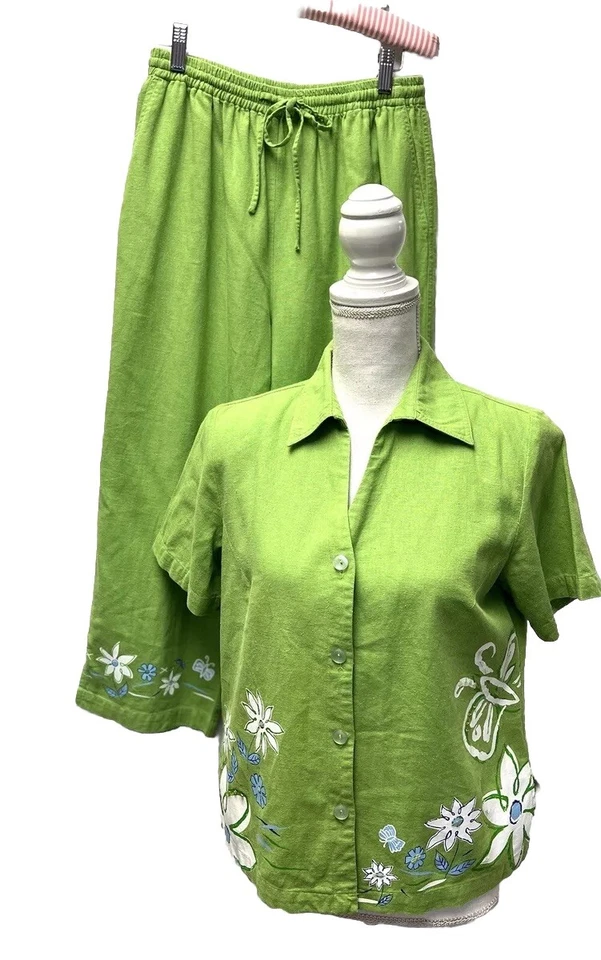 De Colección Erin London M Pantalón Traje Verano Usable Arte Retro Años 60 MOD Hippie Foto 1 de 3