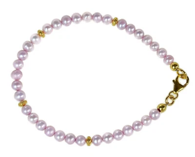 Süsswasser-Perlen rosa Armband 925 Silber verg. Perlenarmband Z344 - Bild 1 von 2