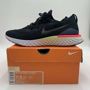 Nike Epic React Flyknit 2 - Black-Sapphire Hyper Pink - US Mens 11.5 / EU 45.5 - Picture 1 of 10