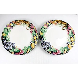 Sakura Vitromaster Rain Forest Salad Plates Stoneware Sue Zipkin 7.75” Set of 2 - Picture 1 of 7