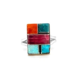 New. Size 6. Sterling Silver Ring. Turquoise, Spiny Oyster Shell. Women's. South - Picture 1 of 3