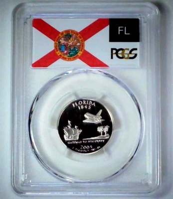 2004-S 25C State Quarter Florida PCGS PR69 DCAM 90% Silver 25lsso0226 - Image 1 of 4