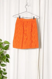 Issey Miyake 1990s I.S orange wool cableknit skirt - Picture 1 of 10
