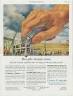 1954 Union Carbide More Jobs Through Science tube à essai produits chimiques publicité imprimée SP11