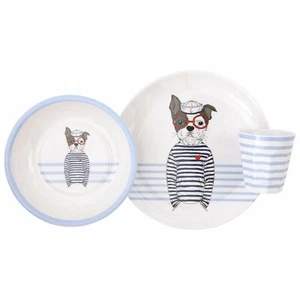 ALL4ELLA MELAMINE DINNER SET - SAILOR DOG PRINT AUSTRALIAN OWNED NEW AGE 2 + - Picture 1 of 3