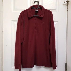 The North Face Dark Red Quarter Zip Lightweight Polyester Fleece Shirt Mens M - Picture 1 of 5