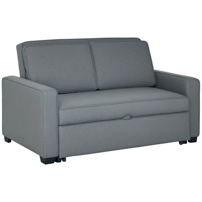 HOMCOM 2 Seater Sofa Bed Click Clack Couch Sleeper for Living Room Grey - Image 1 of 4