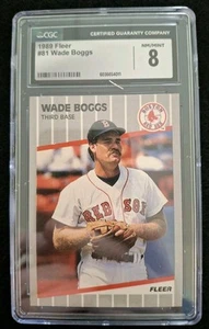 1989 Fleer - Wade Boggs #81 Black Mark on Back Next to Throws Right CGC 8.0 NM/M - Picture 1 of 2