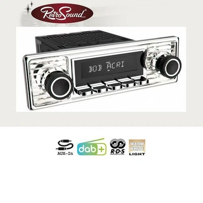 RETROSOUND RSD-CHROME-1DAB DAB+ Set Autoradio Cromate per Auto d'epoca e USA - Immagine 1 di 4