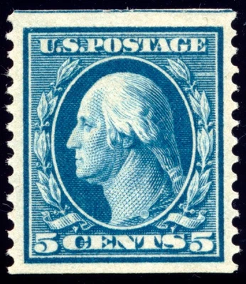 US 355 5c 1909 Washington perf 12 horizontal coil PSE grade 90 unused OG H - Image 1 of 3