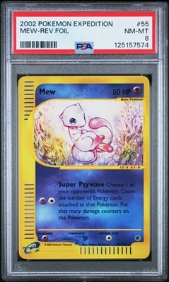 2002 POKEMON EXPEDITION #55 MEW-REVERSE FOIL PSA 8 - Image 1 of 2
