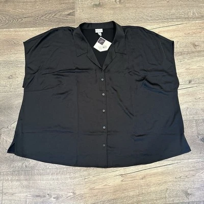 *NUEVO CON ETIQUETAS* Blusa negra abotonada para mujer Ava & Viv TALLA 4X Foto 1 de 4