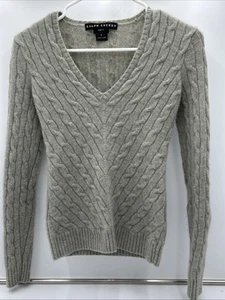 Ralph Lauren Black Label 100% Cashmere Sweater Grey Women Size S Slim Fit - Picture 1 of 4