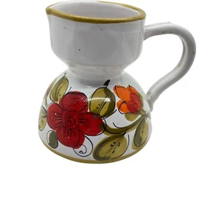 Italian Art Pottery Pitcher Vase Vintage Multicolor Floral Charming Retro Chic - Picture 1 of 10