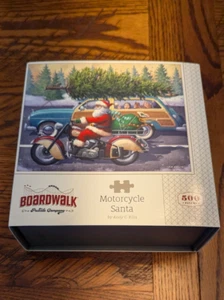 Boardwalk Puzzle Company 500 pc Motorcycle Santa by Andrew Ellis Fun & Perfect! - Picture 1 of 1