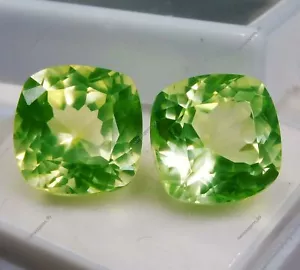 Par de piedras preciosas sueltas corte cojín peridoto verde natural certificado AAA+ 19,35 quilates - Imagen 1 de 7
