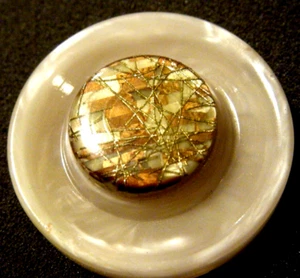 Vtg Button large 2 Tone beige &marble celluloid Coat 1.6/8" diam self shank - Picture 1 of 5