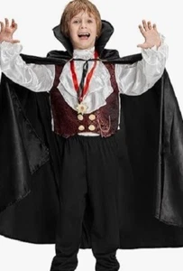 IKALI Drácula Vampiro Halloween Disfraz Niño Talla 140 9-10 Años - Imagen 1 de 4