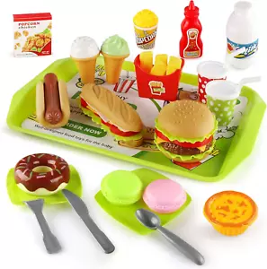 Kids Pretend Play Food Sets Fake Food Toy Toddler Play Kitchen Accessories Hambu - Picture 1 of 12