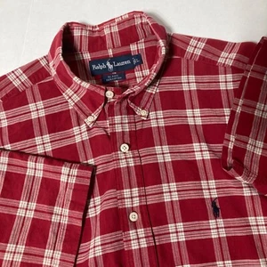 Ralph Lauren Blaire kariertes Hemd 100 % Baumwolle marineblau Pony Herren Größe Large rot weiß - Bild 1 von 8