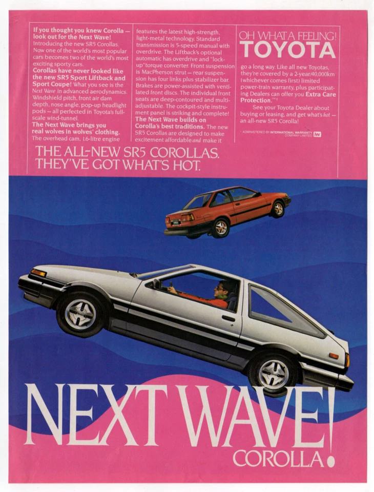 1984 TOYOTA Corolla SR5 Vintage Estampa Original AD | Sport Liftback, Coupe Canadá - Imagem 1 de 1