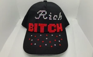 Gorra de béisbol ajustable negra cristal brillante hecha a mano con estrás sombrero para el sol brillante - Imagen 1 de 6