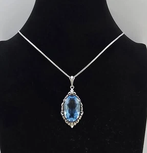 Großer Jugendstil Anhänger und Kette aus 925er und 830er Silber 60cm - 16,3 gr. - Bild 1 von 9