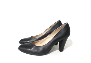 JO MERCER Size 10 Womens Black Leather Pointy Toe Pump Heels - Picture 1 of 6