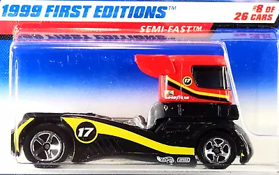 1999 Hot Wheels 1:64 1999 First Editions 08/26 Semi-Fast Black/Red - Image 1 of 4