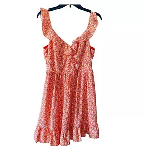 City Studio Floral Print Ruffle Trim Mini Dress V-Neck Sundress Size 9 NWT - Picture 1 of 13