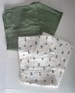 2 NWOT CARTER’S FLANNEL RECEIVING BLANKETS GREEN & CONSTRUCTION TRUCKS H2 - Picture 1 of 1