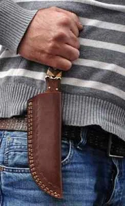 Custom Handmade Fixed Blade Cow Leather Sheath / Holster / Vertical Knife - Bild 1 von 2