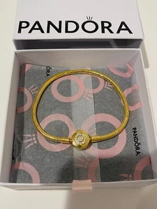 PANDORA 925 ALE 14k Moments Sparkling Crown O Charm Bracelet 18cm / 7.1in w/Box - Picture 1 of 4