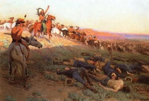 Battle of Little Bighorn PHOTO Custer’s Last Stand ART by Lorenz, Lakota Indians - Picture 1 of 2