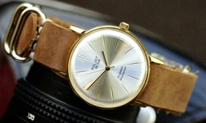 Watch POLJOT Ultra SLIM De Luxe Luxury Mechanical leather strap Men's Vintage - Picture 1 of 11
