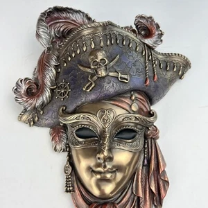  Mask Venice Halloween Carnival Vintage Cosplay Huge Bronze Handmade Decor Italy - Picture 1 of 6