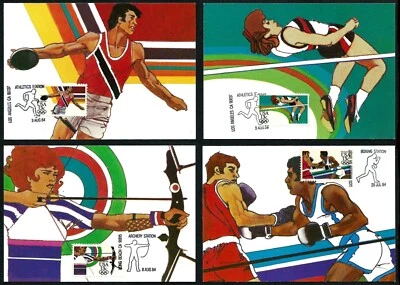 USA, SCOTT # 2048-2051, SET OF 4 FDC MAXI CARDS SUMMER OLYMPICS SPORTS 1984 - Image 1 of 4