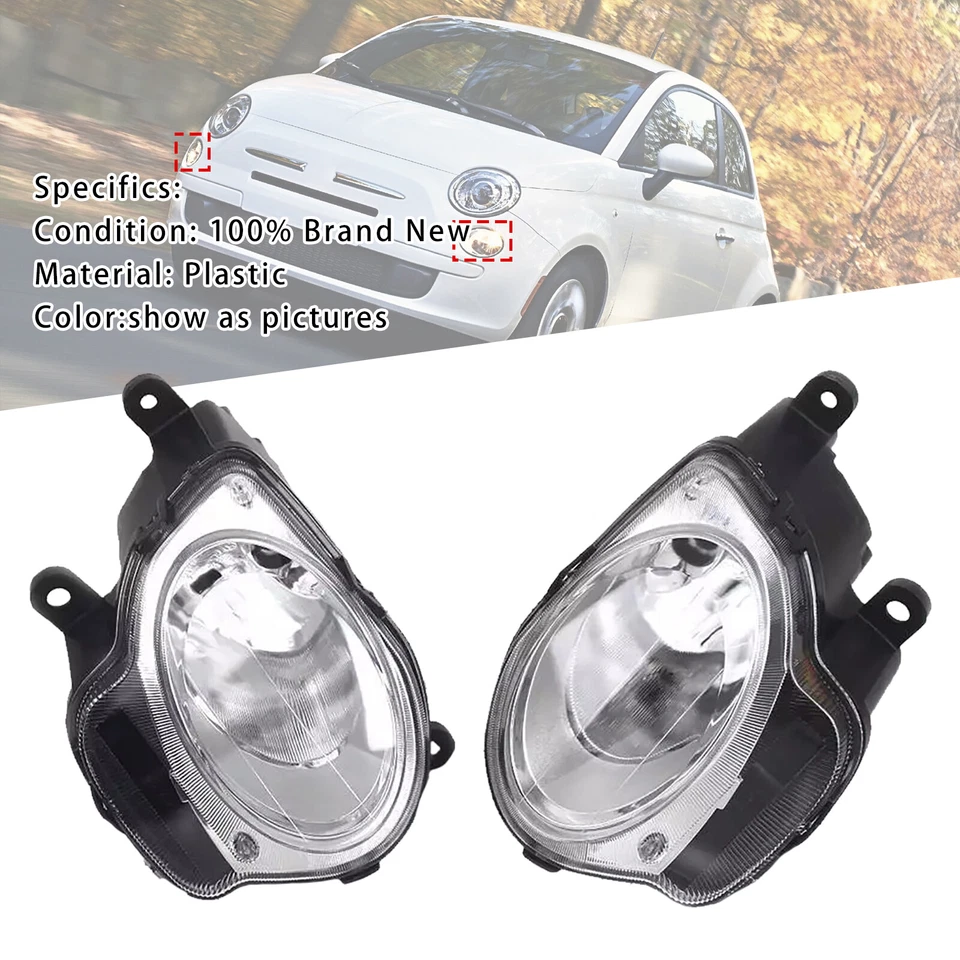 Left+Right High Beam Headlight Headlamp For Fiat 500 Hatchback 2008-2015 - image 1 of 4