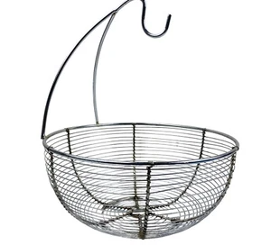 Vintage Metal Fruit Basket With Banana Hanger 13” Farmhouse Cottage Decor - Picture 1 of 3