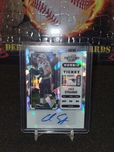 2022 CONTENDERS OPTIC COLE STRANGE ROOKIE TICKET AUTO Cracked ICE 22/22 PATROITS - Picture 1 of 2