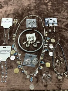 Lot Of 13 Variety Vintage/Modern Costume Jewelry Silver Tone Earrings, Anklets - Picture 1 of 14