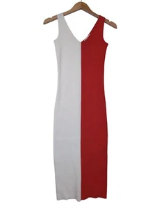 Willow & Wind Bodycon Tank Dress Women XS Orange White Ribbed Stretch Knit Beach - Picture 1 of 7