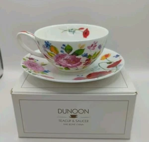 Dunoon Teetasse und Untertasse Wild Garden Harrison Ripley Blumenmuster feiner Knochen China - Bild 1 von 15