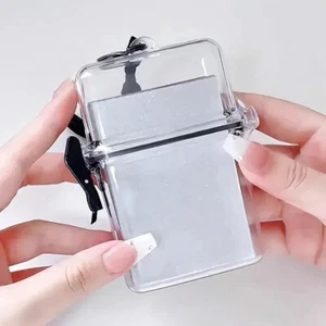 Clear Plastic Waterproof Badge Case ID Card Holder-Hard Safe Protector w/Lanyard - Picture 1 of 13
